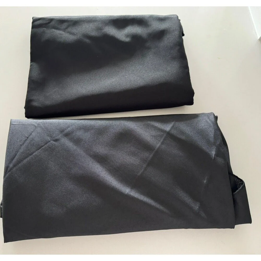 Round Tablecloth Table Cover Party Wedding linen polyester 120'' BLACK PACK OF 2